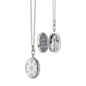 Monica Rich Kossan Mosaic Oval Locket Sterling Silver White Sapphire New in Box